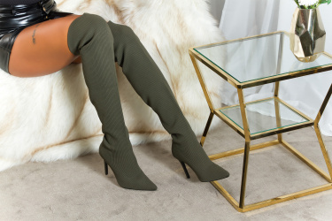 Musthave Overknee Boots ribbed Khaki